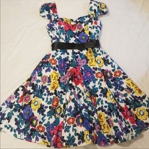 Floral Cap sleeved A-Line ModCloth Dress